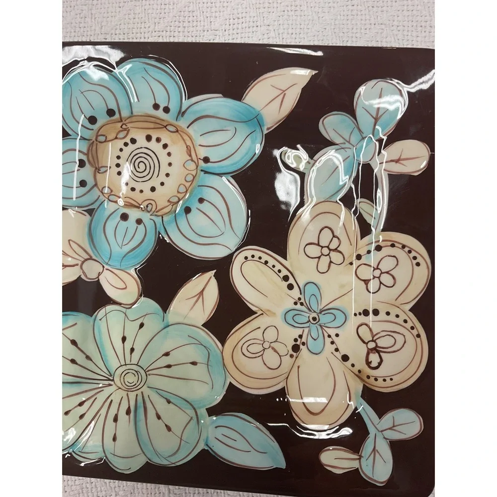Pier 1 Imports Cassidy Set of Two‎ Floral Earthenware Square Dessert Salad Plate